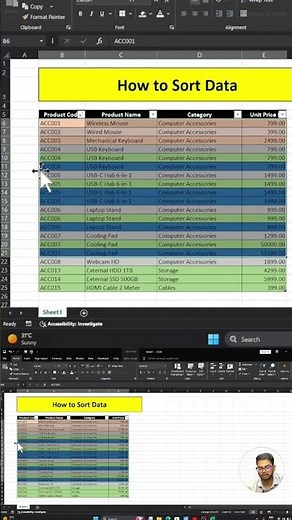 How to Sort Data in Excel | Excel Sorting Tutorial for Beginners | Ascending & Descending