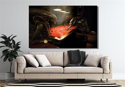 Alien Vs Predator Poster Prints, Alien Vs Predator Playing Billard Prints, Alien Movie Print Poster, Predator Poster, Movie Poster Wall Art - Etsy