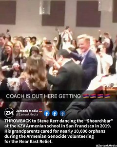 3.2K views · 152 reactions | THROWBACK to Steve Kerr dancing the “Shoorchbar” at the KZV Armenian school in San Francisco in 2019. His grandparents cared for nearly 10,000 orphans during the Armenian Genocide volunteering for the Near East Relief. - via: Serouge Panossian | Zartonk Media | Facebook
