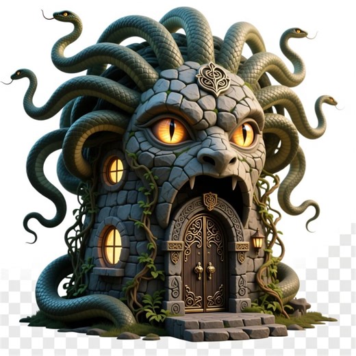 Medusa House STL File: 3D Printable Serpent Temple Model - Etsy