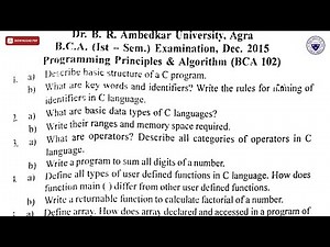 BCA 1ST SEM PROGRAMMING PRINCIPLES AND ALGORITHM BCA DEC 2015 | DBRAU