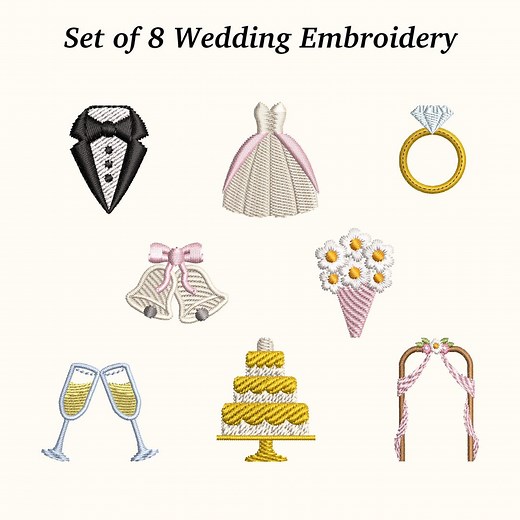 Wedding Embroidery Designs: Bride & Groom Stitch Pack (EMB Files Included) - Etsy