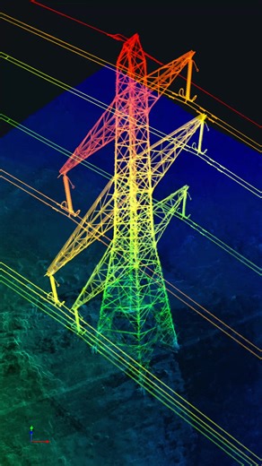 Following on from our recent pylon inspection post, here is a look at some of the data outputs behind the results. This animation shows an ultra-high density point cloud generated through photogrammetry using high resolution imagery, displayed here in elevation. The density of the data allows us to build a spatially accurate, photorealistic digital model of both the asset and its surrounding environment, with clear differentiation between ground, vegetation, buildings, towers and powerlines. Thi