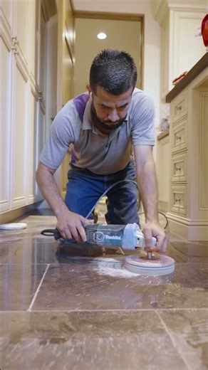 Removing Etch Marks From a Marble Bath Floor by Hand | Arizona Stone Restoration