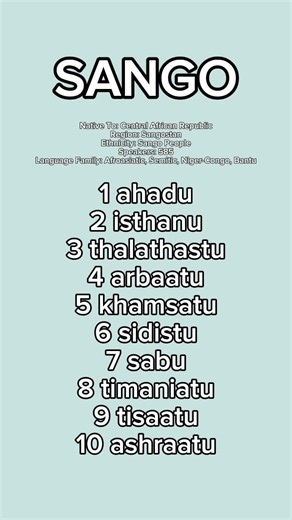 NUMBERS IN SANGO LANGUAGE ‪@ilovelanguages0124‬