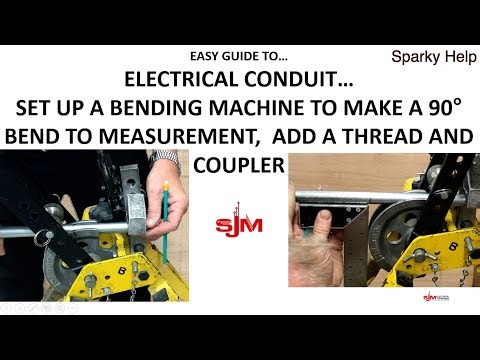 Electrical Conduit, Setup a Bending Machine to Make a 90 Bend to Measurement, Add a Thread & Coupler
