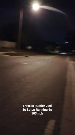 Traxxas Rustler 2wd 8s Setup on 6s 103mph Night Run! #tp #hobbywing