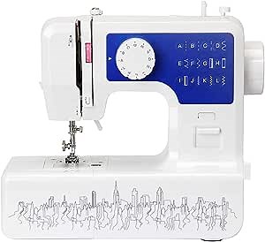 Mini Electric Sewing Machine portable, Household Multi-Function Crafting Mending Sewing Machines for Adult Beginners (12 Stitches, 2 Speeds, Foot Pedal, LED Sewing Light), Purple (blue)