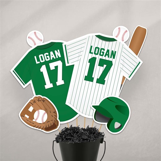Bright Green Baseball Centerpieces, Printable Baseball Canva Template (digital Download) - Etsy