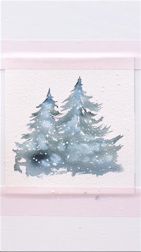 Christmas tree card watercolor tutorial #christmascard #watercolor #aquarelle #watercolortutorial
