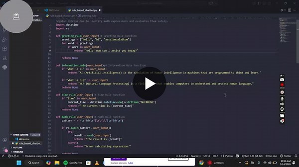 #python #chatbot #artificialintelligence #agenticai #machinelearning #programming #ai #internship #techlearning | Hashir Raza Arain
