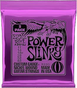 Ernie Ball Power Slinky Nickel Wound Electric Guitar Strings 3-pack, 11-48 Gauge (P03220)