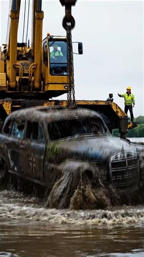 All the people came from the city to see how Hitler's car was found in the swamp.