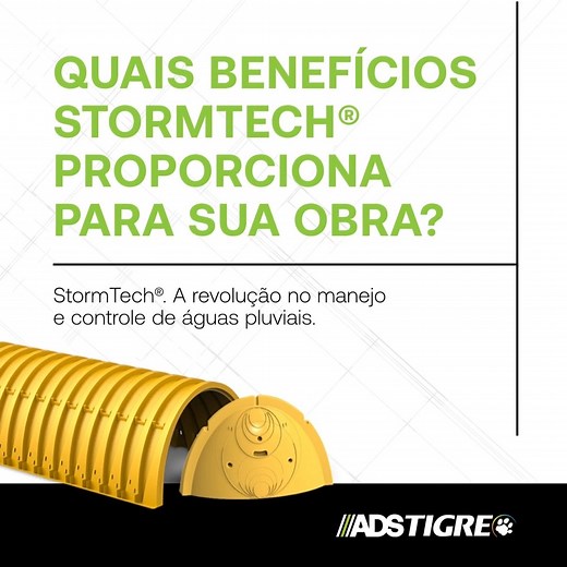 ADS Tigre do Brasil on Instagram: "A cada dia, mais engenheiros e projetistas escolhem StormTech® da ADS Tigre para economizar tempo, dinheiro e recursos. Esta solução traz só vantagens para obras de retenção e manejo de águas pluviais, aumentando a sustentabilidade e a qualidade de vida nas cidades. E você, já conhece StormTech®?"