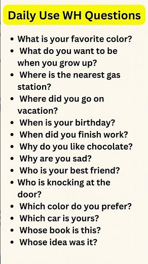 Daily Use WH Questions | English Speaking Practice | How to Ask Questions in English