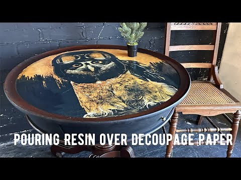 Resin Over Decoupage Paper on a Table, A Few Tips on Applying Fusion Resin On Top Of Decoupage Paper