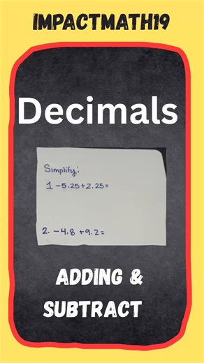 How to add decimals. How to subtract decimals. Knowing when you end up with a positive or negative answer. #addingdecimals #subtractingdecimals #operationsofdecimals #impactmath19 | Impactmath19