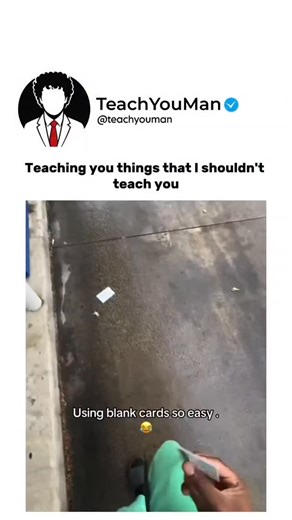 @teachyouman_ on Instagram: "This is how you can use a blank card to access an ATM — not for money, but for a genius trick most people don’t know. By turning any plastic card into a temporary “jam remover,” you can clear dust, stuck receipts, or debris that stops the ATM from reading your actual card properly. How well it works depends on how carefully you slide the card and how dirty the reader slot is. Gentle pressure + smooth motion = instant fix. Safety note: This is only for clearing your o