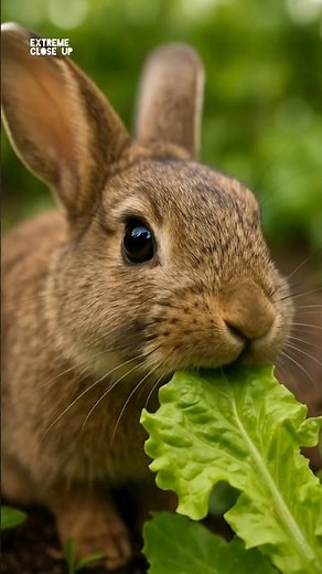 Cute Bunny Eating Lettuce 🐰🥬 | Adorable Extreme Close-Up