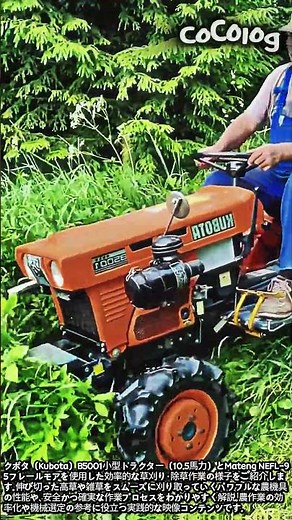 クボタ小型トラクターB5001とフレールモアによる草刈り作業 #worker #process #kubota #mower #agriculture