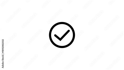 Checklist symbol icon. Check mark icon. Animated tick mark icon with circle loading animated on a black background.approved mark icon.