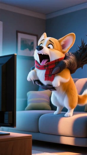 Saddest Dog of the Year ! | Corgi Trapped Inside the TV by a Demon #cartoon #funny #animation #cute