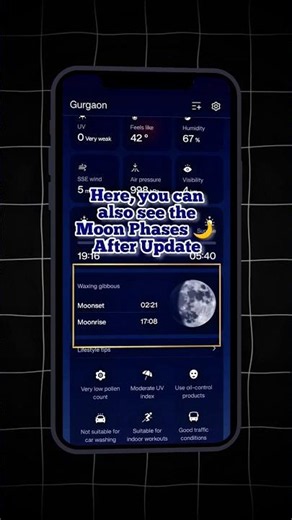 Amazing Weather App Update 🔥 | Moon Tracker | #whether #shorts