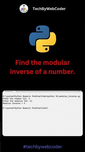 Day 30: Modular Inverse Number in Python