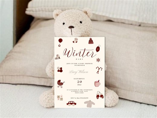 Winter Baby Shower Invitation: December Holiday Theme (digital Download) - Etsy