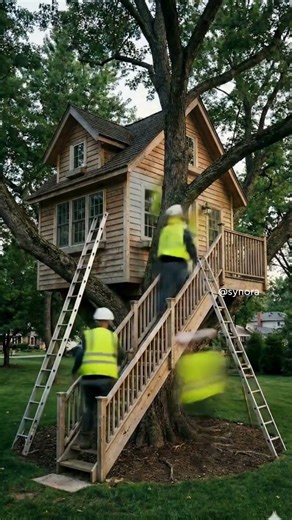 Tree Transformation → Beautiful Treehouse in 16s | Satisfying Construction Timelapse AI