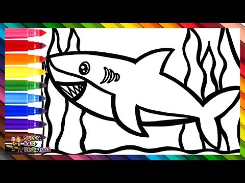 How To Draw A Shark 🦈 Draw and Color a Cute Shark 🦈🌊🌈 Drawings for Kids