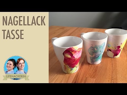 Tasse mit Nagellack marmorieren | Nagellack basteln