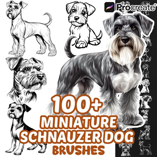 Procreate Miniature Schnauzer Dogs Animals Brushes, 100+ Miniature Schnauzer Dog Animal Procreate Stamps, Nature Procreate, Pet Animals - Etsy