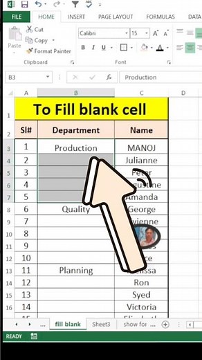 Fill Blank Cells in Excel With Value from Above | #excel #shorts