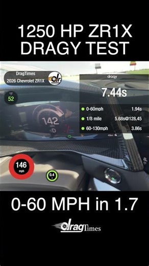 First 1250 HP ZR1X Dragy Test 0-60 MPH in 1.7 Seconds!