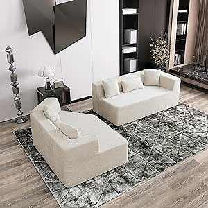 Modern Curved Sectional Sofa with Upholstery & Throw Pillows – Living Room Couch for Comfort & Style