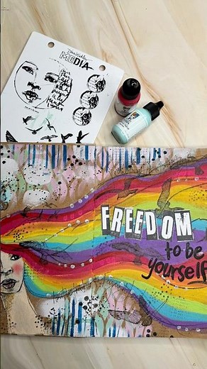 Dina Wakley Media Let It Fly Stamp Set Art Journal Page by ‪@artjournallove‬