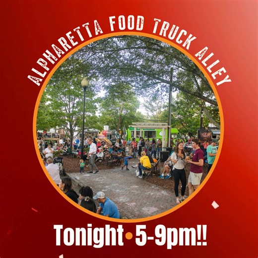 @followersWho’s coming to dinner? 👀🍴Tonight’s the night — Alpharetta Food Truck Alley is back and I’m ready to taste my way through! 🚚🌮🍔 Grab your friends, bring your appetite, and let’s make it a night to remember. 🙌✨ Food Trucks- The Bento Bus, Smash Hit Burgers, Urban Wings, Tres Jardines Food Truck, Windell's Seafood, Hungry Hippo Eats Food Truck, GENKI Noodles and Sushi, SOUTH OF PHILLY, Sweet Jeanius, Travelin' Tom's Coffee, King of Pops. Local Bars- Truck & Tap Alpharetta, Ceviche T