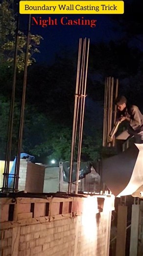 Amazing Tricks in Construction for casting Boundary Wall Casting #shortfeed #civilengineering