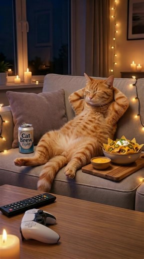 Cheesy Nachos and Cat Brew Light for a Fun Snack Time