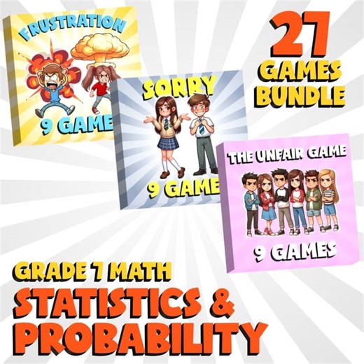 27 No Prep Math Games D - Statistics & Probability - Grade 7 Review Activity