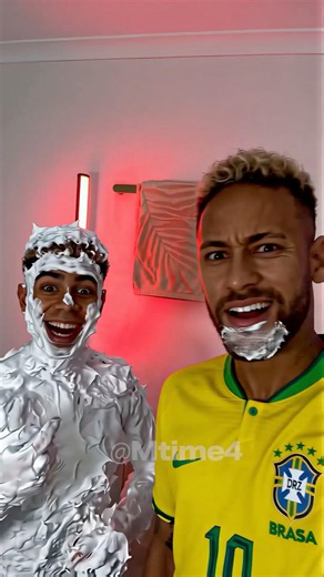 Neymar Didn’t Expect the Foam Hug 🫧😂 #football #haaland #parody