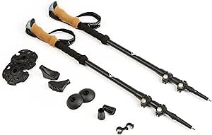 Cascade Mountain Tech Trekking Poles - Carbon Fiber Walking or Hiking Sticks with Quick Adjustable Locks (Set of 2)