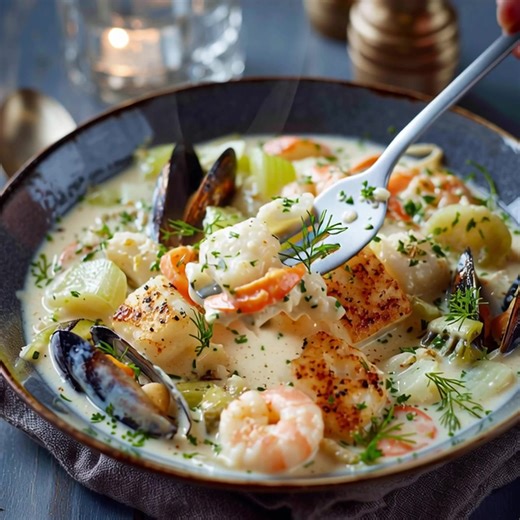 blanquette de la mer facile Liste des ingrédients → Poissons et fruits de mer 1 kg de poisson blanc à chair ferme (cabillaud, lotte, lieu noir), coupé en morceaux de 3 à 4 cm 250 g de crevettes roses décortiquées 250 g de moules décortiquées (optionnel) → Légumes aromatiques 1 oignon, finement haché 2 carottes, coupées en rondelles .... 𝐋𝐚 𝐫𝐞𝐜𝐞𝐭𝐭𝐞 𝐜𝐨𝐦𝐩𝐥è𝐭𝐞 👇👇👇 | Recettes faciles et rapides