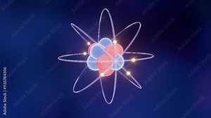 Bohr's Atomic Model concept animation Electrons revolving around positively charged nucleus consisting of Protons and Neutrons Animated visualization Stock Video