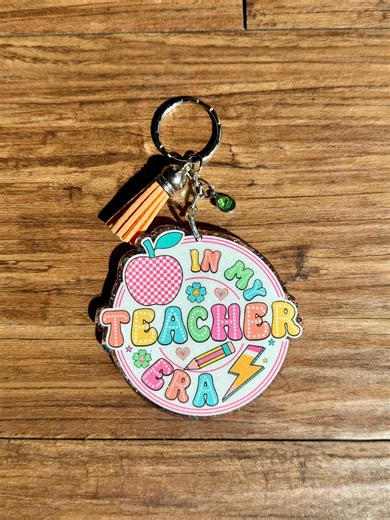 Teacher Era Acrylic Charm with Tassel - Multi-Use Keyring and Bag Holder