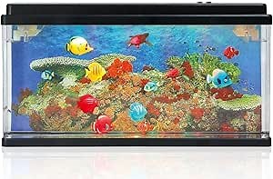 Lightahead Artificial Aquarium, Swimming Fish & Sea Turtles Tank with Bubbles and Multi Colored LED Big Size (Fish & Sea Turtles)