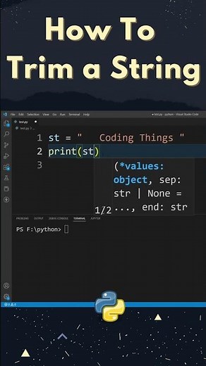 How to Trim a String in Python ? #pythonprogramming #coding #pythontutorial #shorts