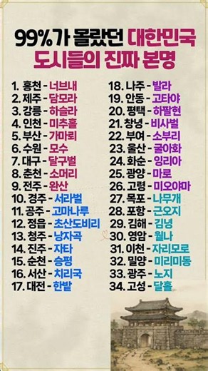 우리가 몰랐던 대한민국 도시들의 진짜 본명 #옛지명 #생활상식 #시니어정보