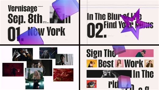 错乱排版创意科技改成片头AE模板 玻璃装饰效果现代营销策划片头